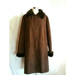 Neiman Marcus Size XL Faux Suede Fur Coat